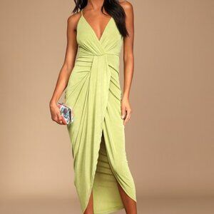 Lulus Dreamy Date Light Green Surplice Midi Dress - Size S